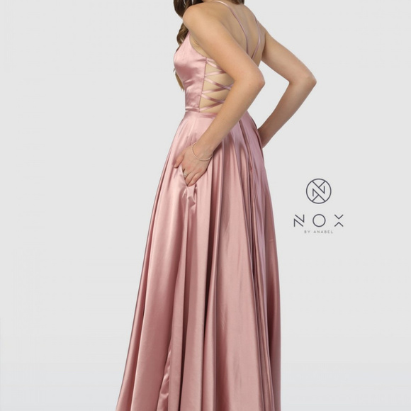 V-Neckline Sleeveless Long Prom Dress A180 - Picture 2 of 4